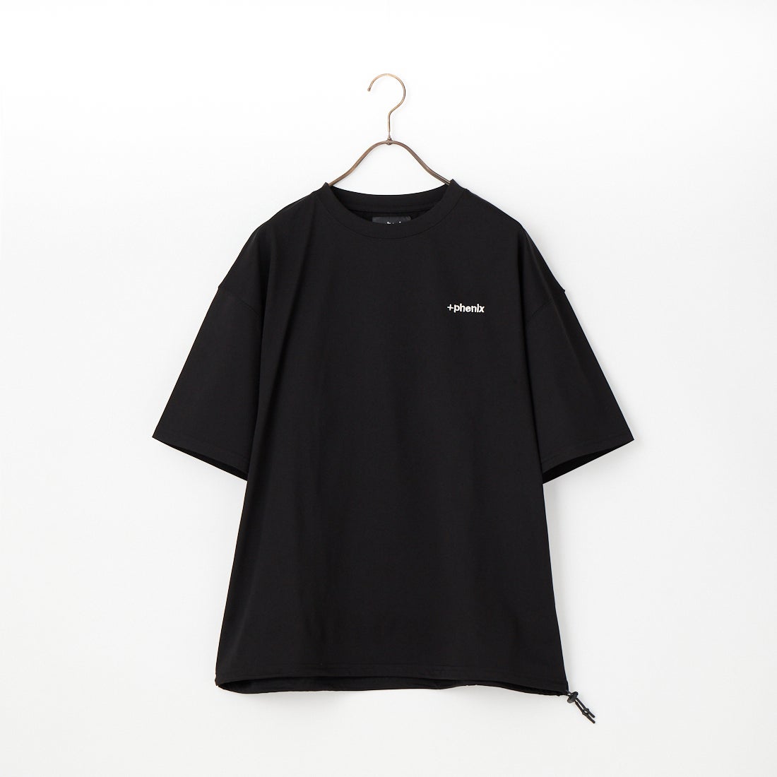+phenix [プラスフェニックス] 別注 ワンポイント刺繍ロゴ ドローコードTシャツ [POT-26013IN-JF] BLACK