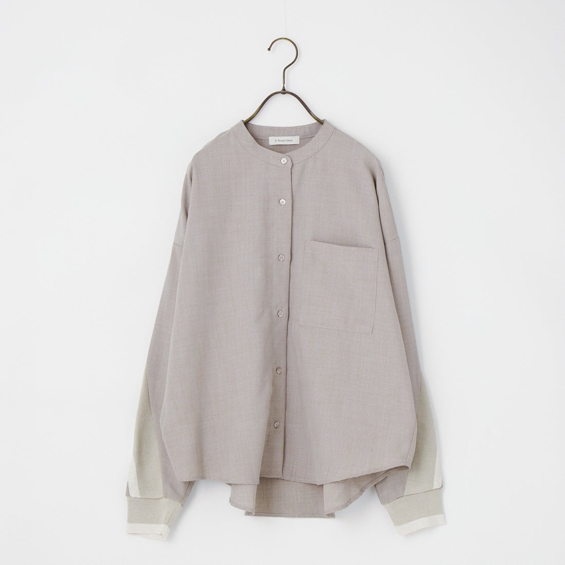 Jf Ready Made [ジェイエフレディメイド] 麻調バックヨークテープ切替ブラウス [4126126] ｸﾞﾚｰ