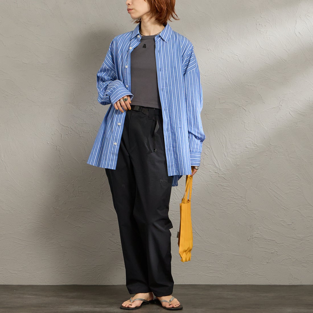 Marmot [マーモット] 別注 Dot Air ワンポイント刺繍ロゴ タックパンツ [MTSS26MPT334IN-JF] BLACK &&モデル身長：158cm 着用サイズ：S&&