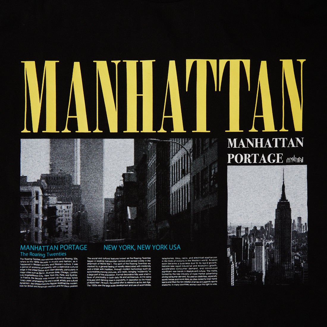 MANHATTAN PORTAGE [マンハッタンポーテージ] 別注 ショート丈 フォトプリントTシャツ [26SSMP-INL019-JF] BLACK