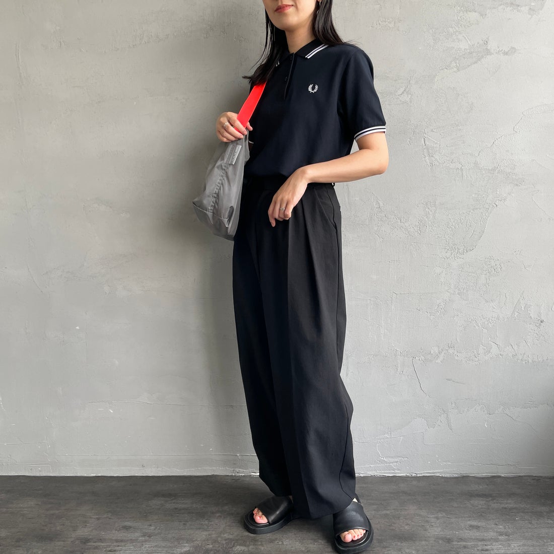 FRED PERRY [フレッドペリー] ツインティップ フレッドペリーシャツ [G3600] 608 NAVY &&モデル身長：160cm 着用サイズ：10&&