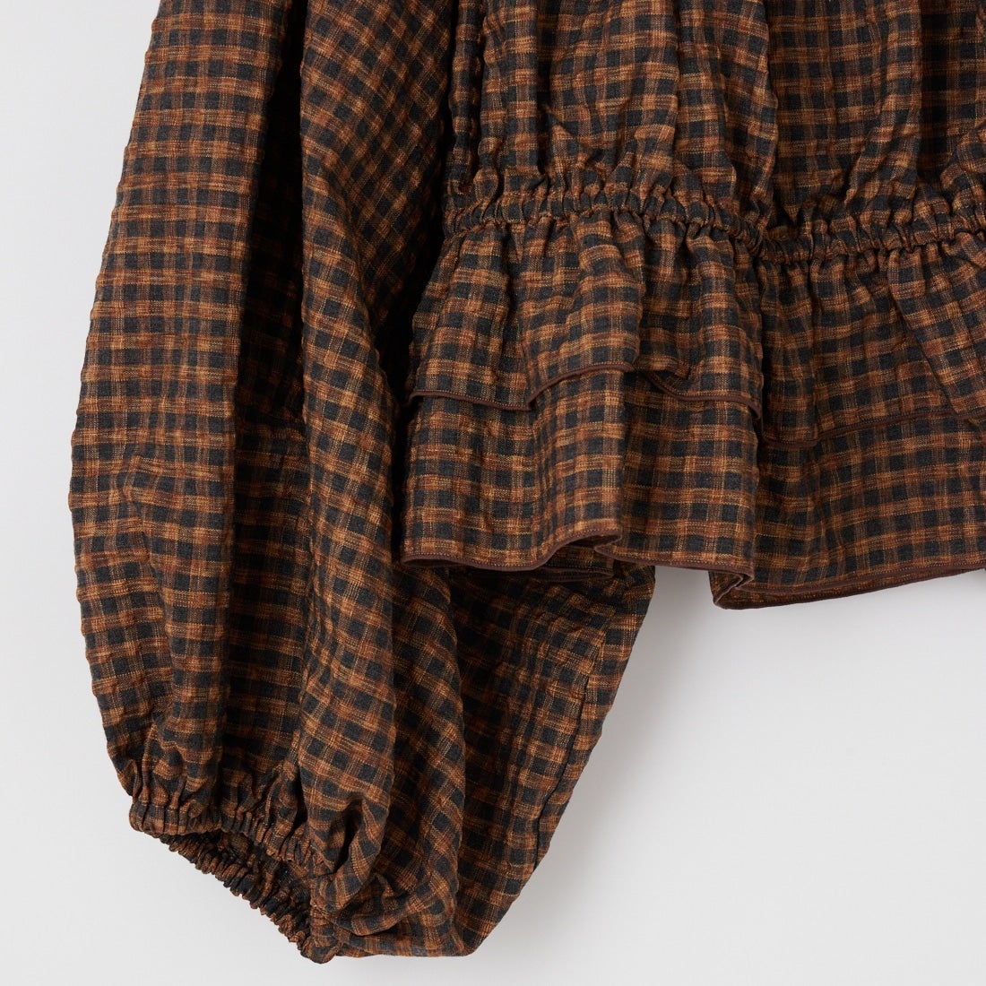 WILLFULLY [ウィルフリー] ボリュームスリーブ シャーリングティアードブラウス [2611-TO-13] CHECK