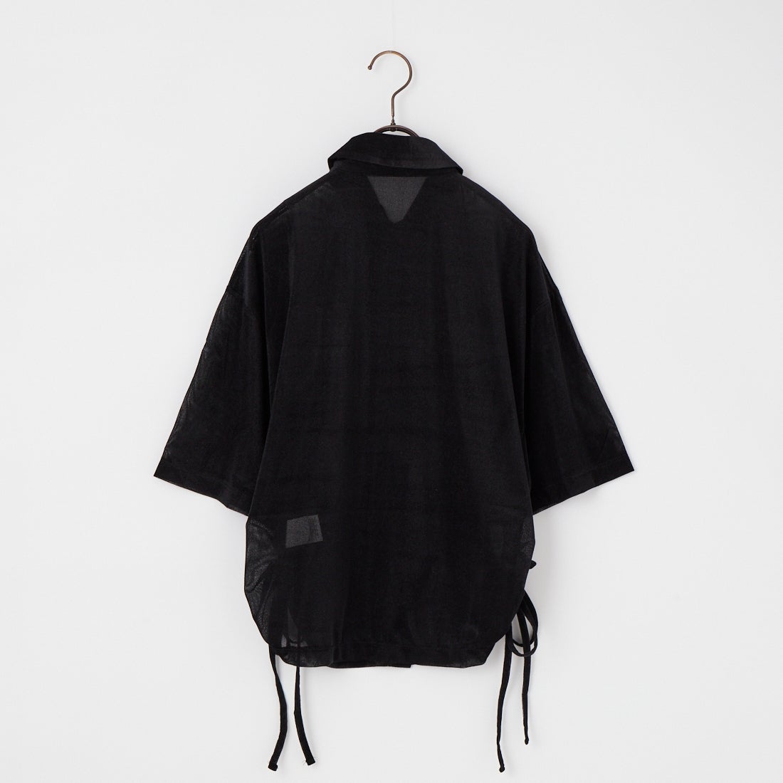 keena [キーナ] メッシュベルベット サイドギャザーシャツ [SJ-26027KN] BLACK