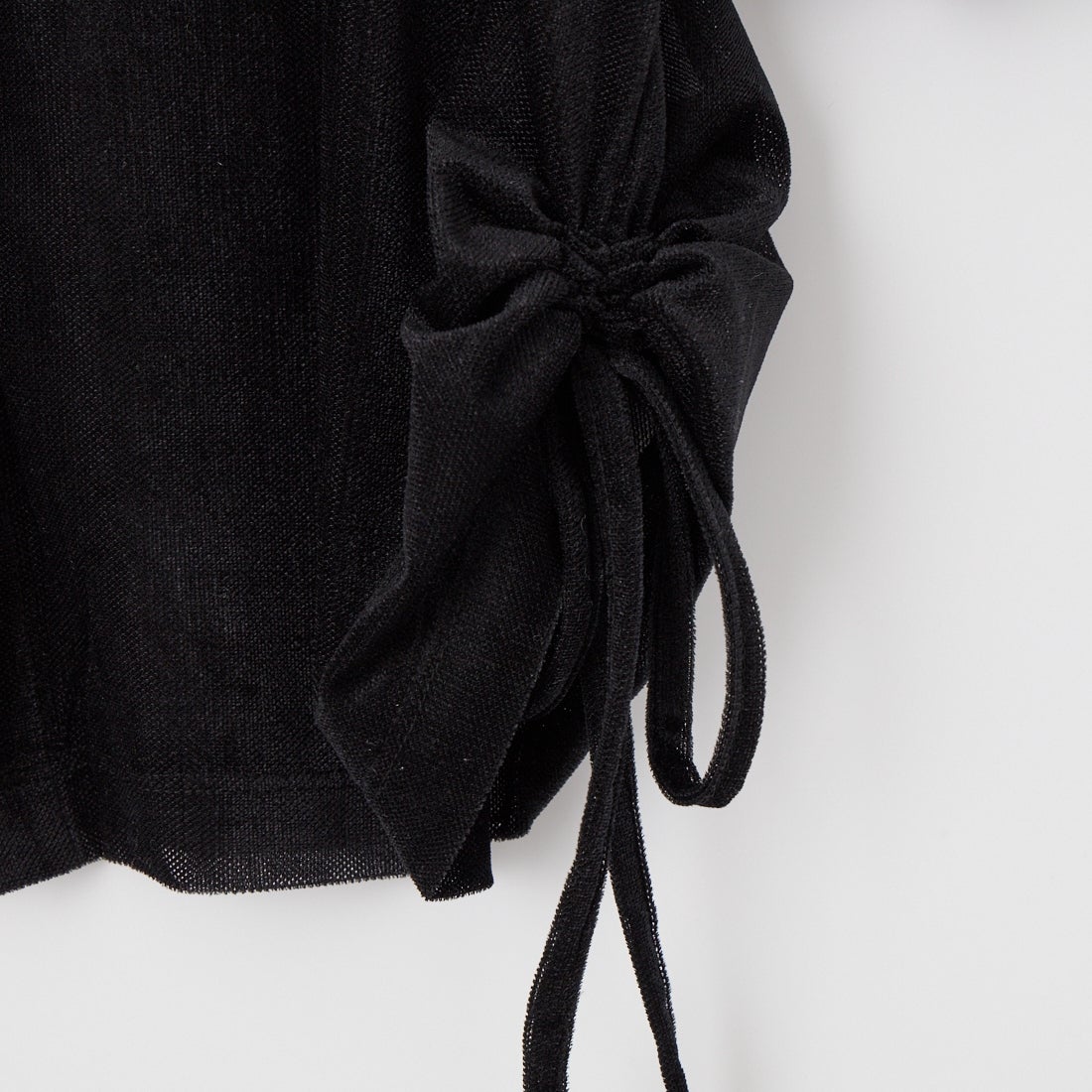 keena [キーナ] メッシュベルベット サイドギャザーシャツ [SJ-26027KN] BLACK