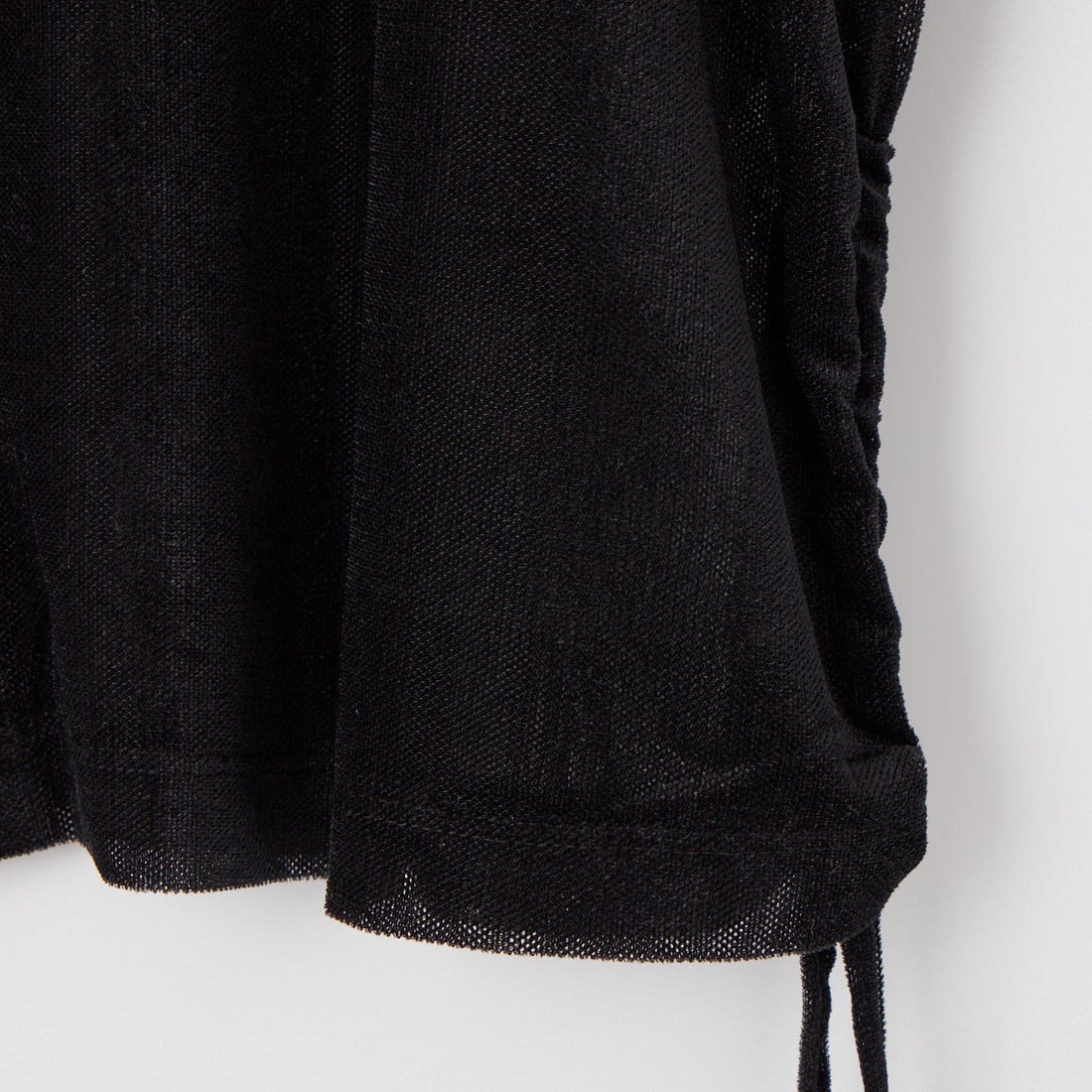 keena [キーナ] メッシュベルベット サイドギャザーシャツ [SJ-26027KN] BLACK