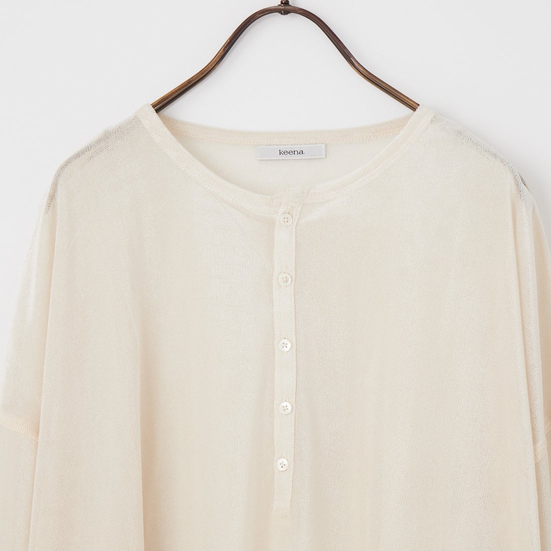 keena [キーナ] メッシュベルベット ヘンリーネックシャツ [SJ-26029KN] LT.BEIGE