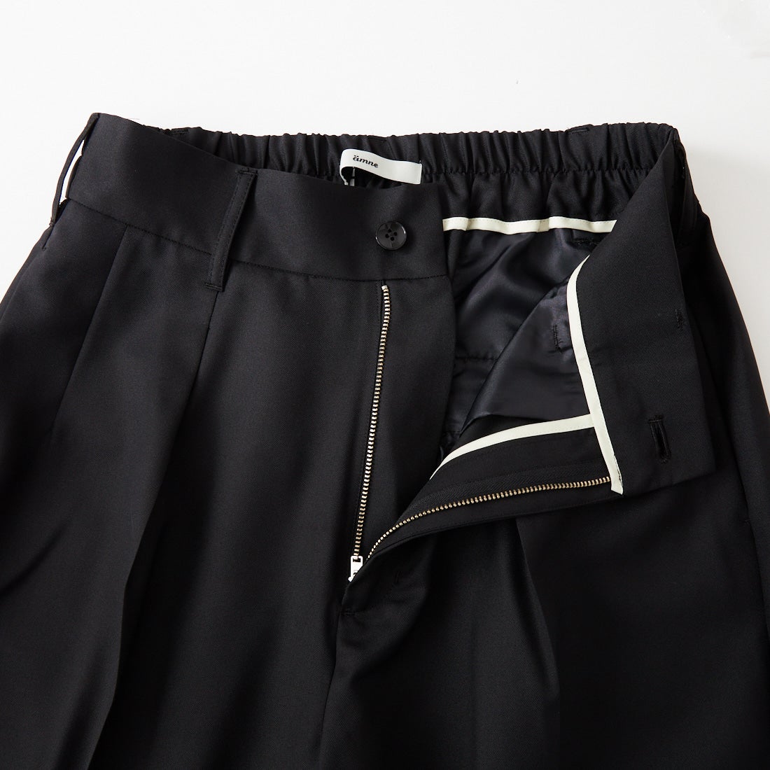 amne [アンヌ] ギャバジンホエールスラックス [AMN-PT-046] BLACK