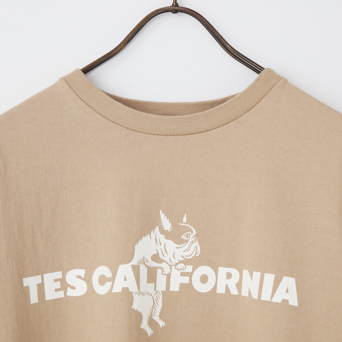The Endless Summer [エンドレスサマー] 別注 TES CAL フロッキーロゴプリントTシャツ [FH-26574501-JF] BEIGE