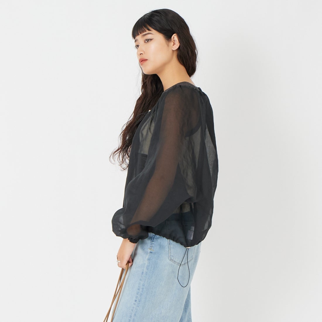 CLOCHE [クロシェ] ASAKO シアーブルゾン [61085006] ﾌﾞﾗｯｸ &&モデル身長：162cm 着用サイズ：2&&