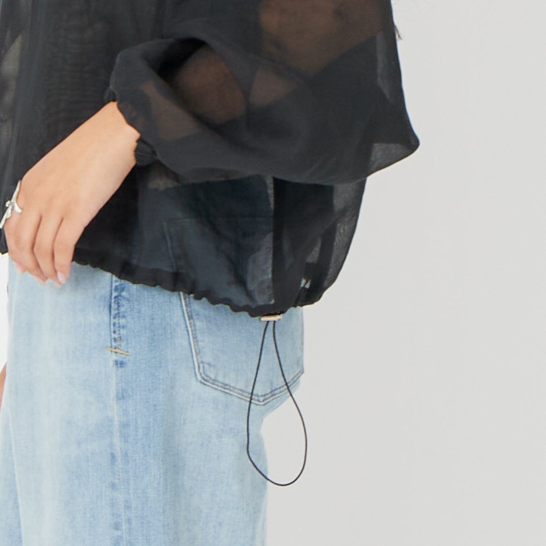 CLOCHE [クロシェ] ASAKO シアーブルゾン [61085006] ﾌﾞﾗｯｸ &&モデル身長：162cm 着用サイズ：2&&