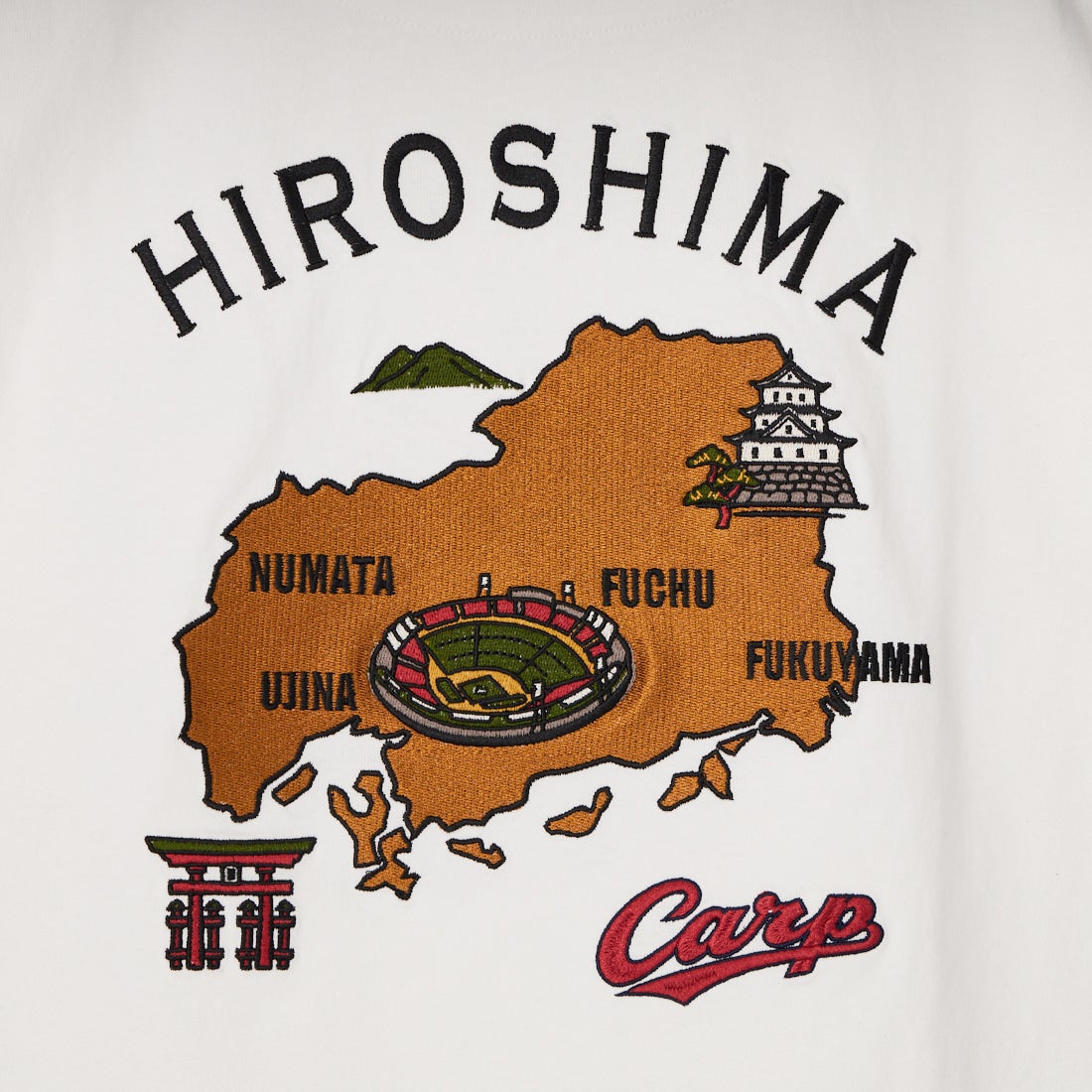 HIROSHIMA CARP × JEANSFACTORY [ヒロシマカープ × ジーンズファクトリー] 広島東洋カープ コラボ刺繍Tシャツ [6547001] 07 A WHT M