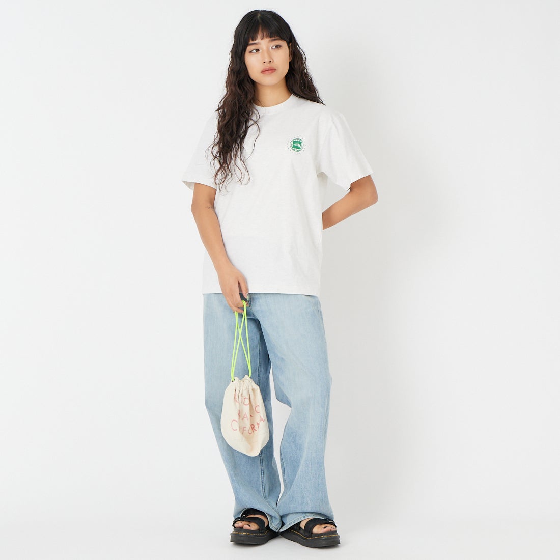 THE NORTH FACE [ザ ノースフェイス] ショートスリーブジオスクエアロゴTシャツ [NT32633] WT &&モデル身長：162cm 着用サイズ：S&&