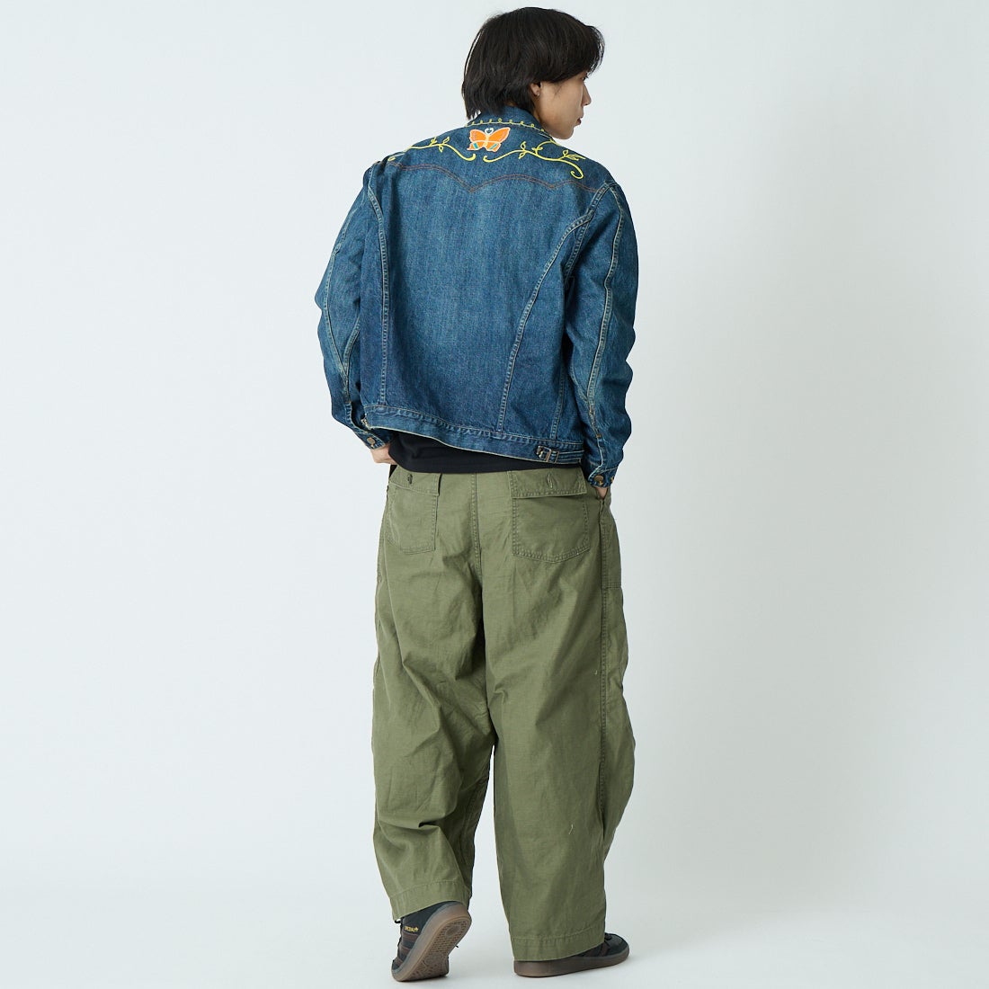 Needles [ニードルズ] パピヨン刺繍ジーンジャケット [SX210] INDIGO&&モデル身長：179cm 着用サイズ：M&&