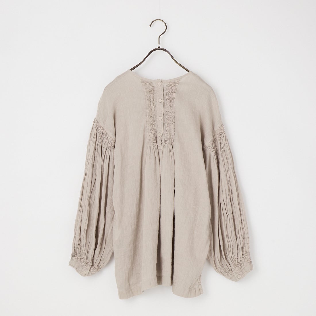 maison de soil [メゾンドソイル] リネンコットン バックオープンクルーネックシャツ [INMDS25012D] 940D D.GRY