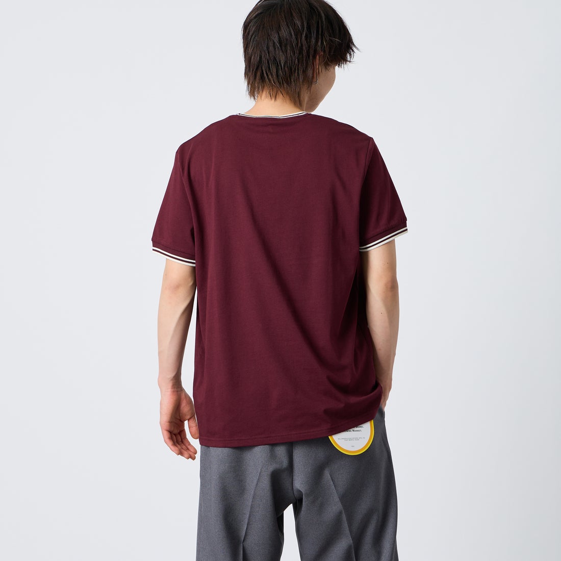 FRED PERRY [フレッドペリー] ツインティップ ショートスリーブTシャツ [M1588V] 64A OXBLOO &&モデル身長：177cm 着用サイズ：L&&