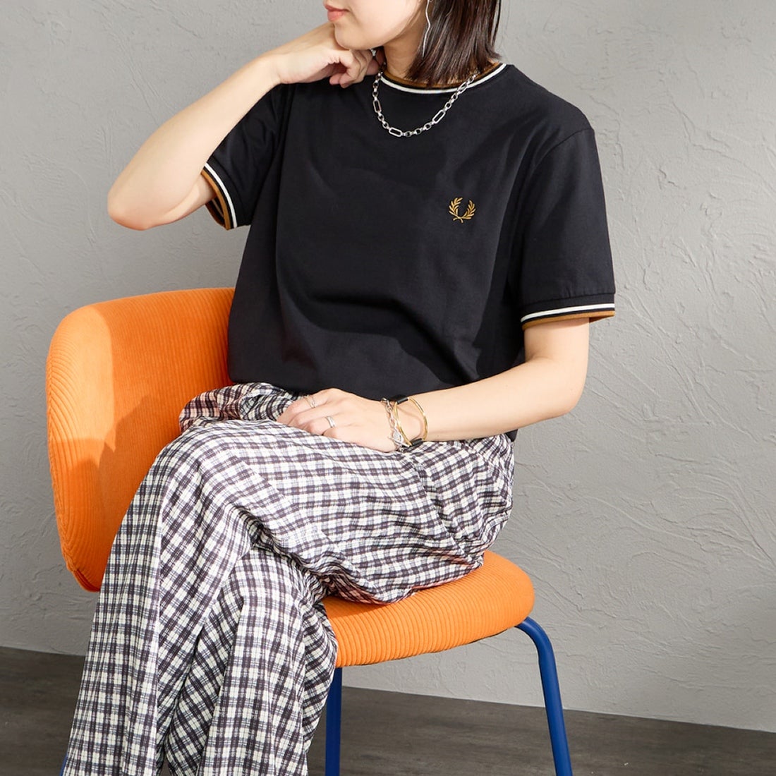 P69 BLACK&&モデル身長：160cm 着用サイズ：S&&