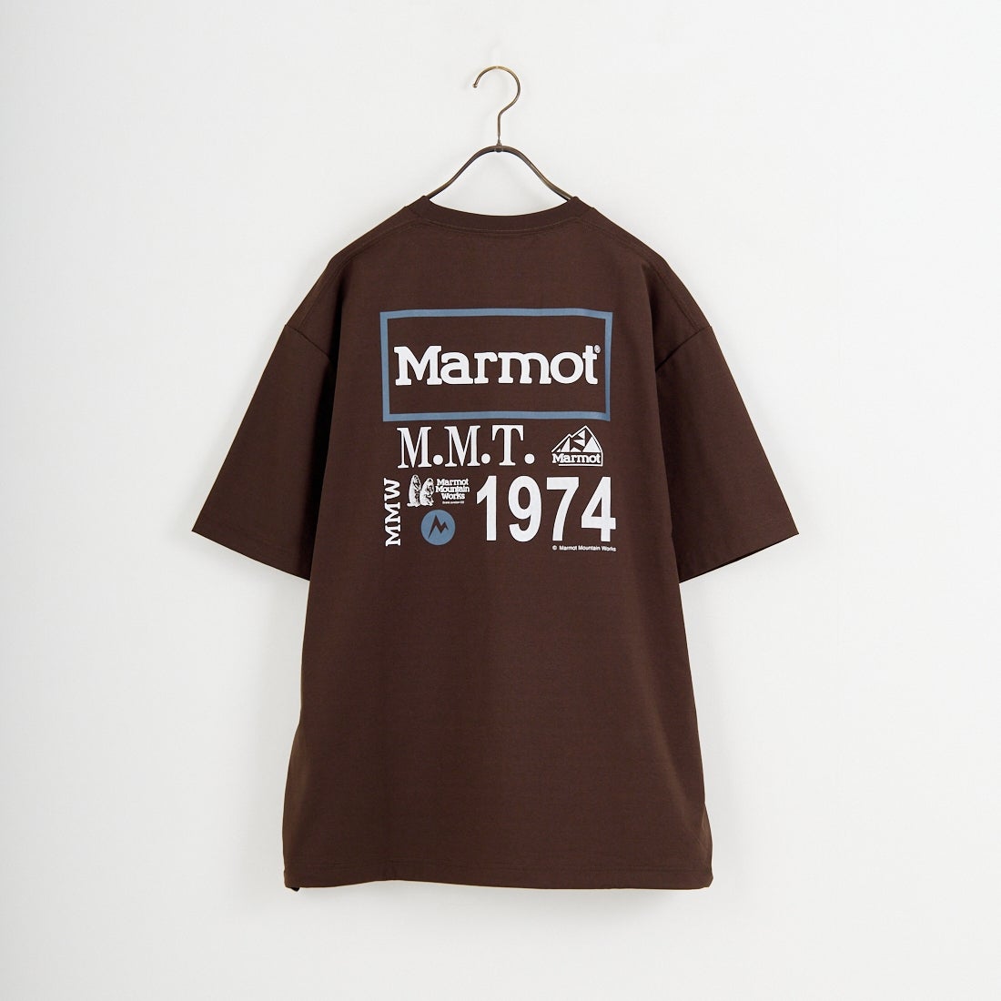 Marmot [マーモット] 別注 ドローコード付き ヒストリーロゴ バックプリントTシャツ [MTSS26MST336IN-JF] D.BROWN