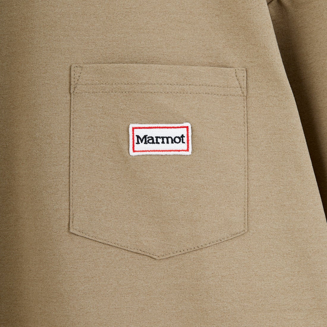 Marmot [マーモット] 別注 ドローコード付き ワッペンロゴ ポケットTシャツ [MTSS26MST339IN-JF] D.BEIGE