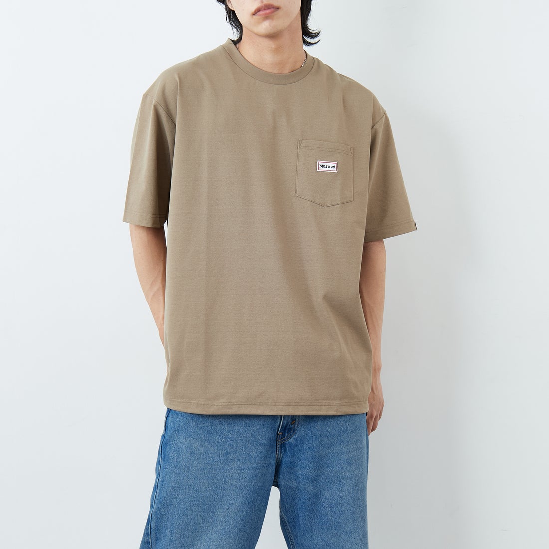 Marmot [マーモット] 別注 ドローコード付き ワッペンロゴ ポケットT