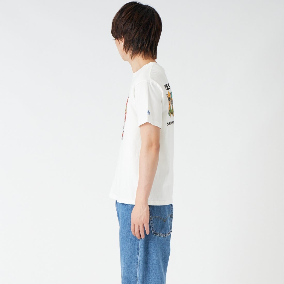 The Endless Summer [エンドレスサマー] SEVENS BUHI ショートスリーブTシャツ [FH-26574321] 07 WHITE &&モデル身長：177cm 着用サイズ：M&&