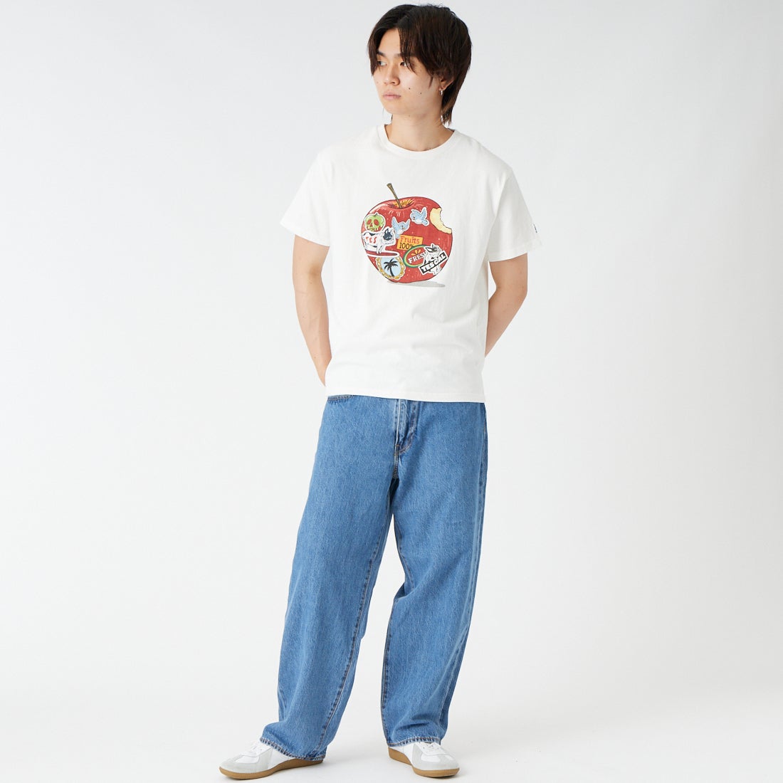 The Endless Summer [エンドレスサマー] SEVENS BUHI ショートスリーブTシャツ [FH-26574321] 07 WHITE &&モデル身長：177cm 着用サイズ：M&&