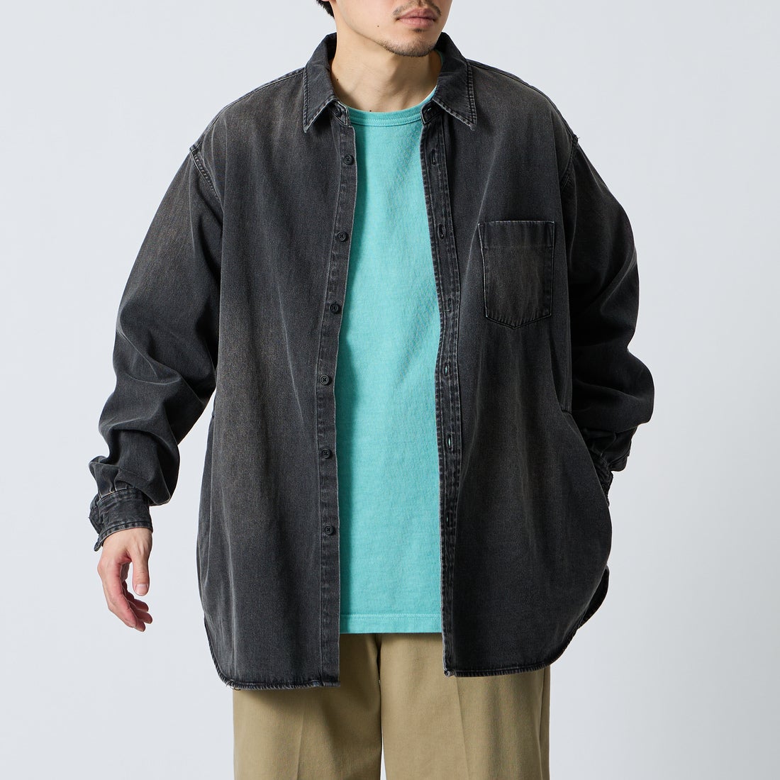 ty Paul Smith ヘリンボーン プルオーバー デニム風 PENNEYS [ぺニーズ] 別注 デニムビッグシャツ [PN26S001-JF]｜ジーンズ
