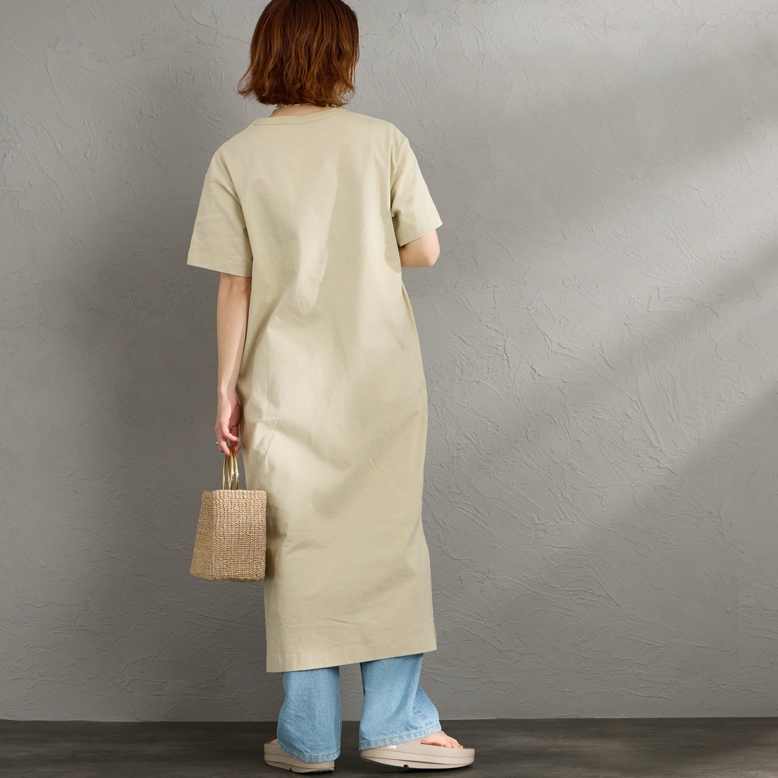 CHUMS [チャムス] ブービーロゴワンピース [CH18-1383] G057 GREIG &&モデル身長：158cm 着用サイズ：WM&&