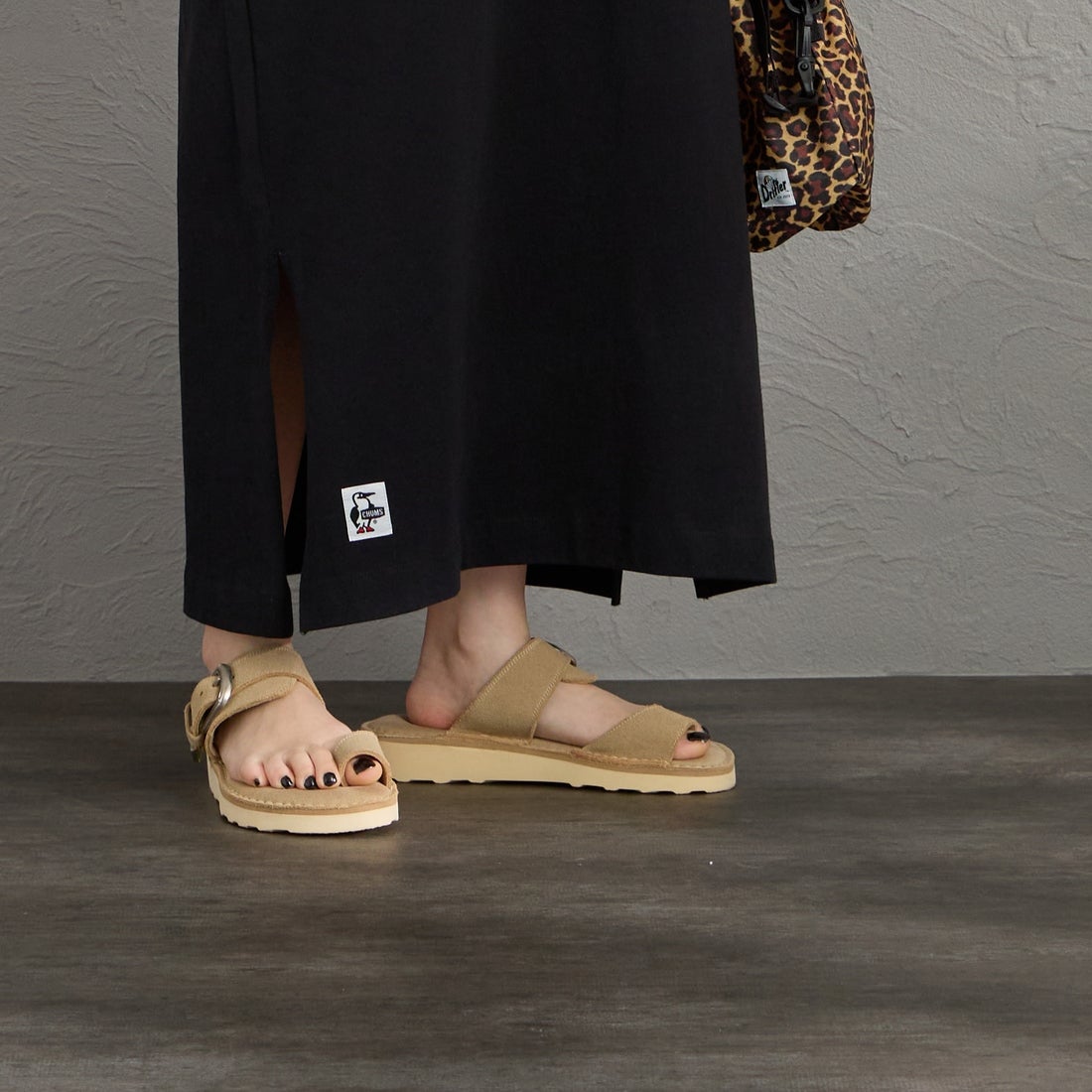 CHUMS [チャムス] ブービーロゴワンピース [CH18-1383] K001 BLACK &&モデル身長：150cm 着用サイズ：WM&&