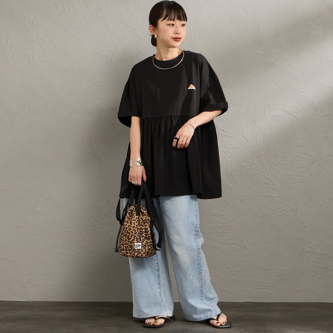 KELTY [ケルティ] 別注 ウエスト切替 ペプラムデザインTシャツ [KE262W30IN01-JF] ﾌﾞﾗｯｸ &&モデル身長：150cm 着用サイズ：F&&