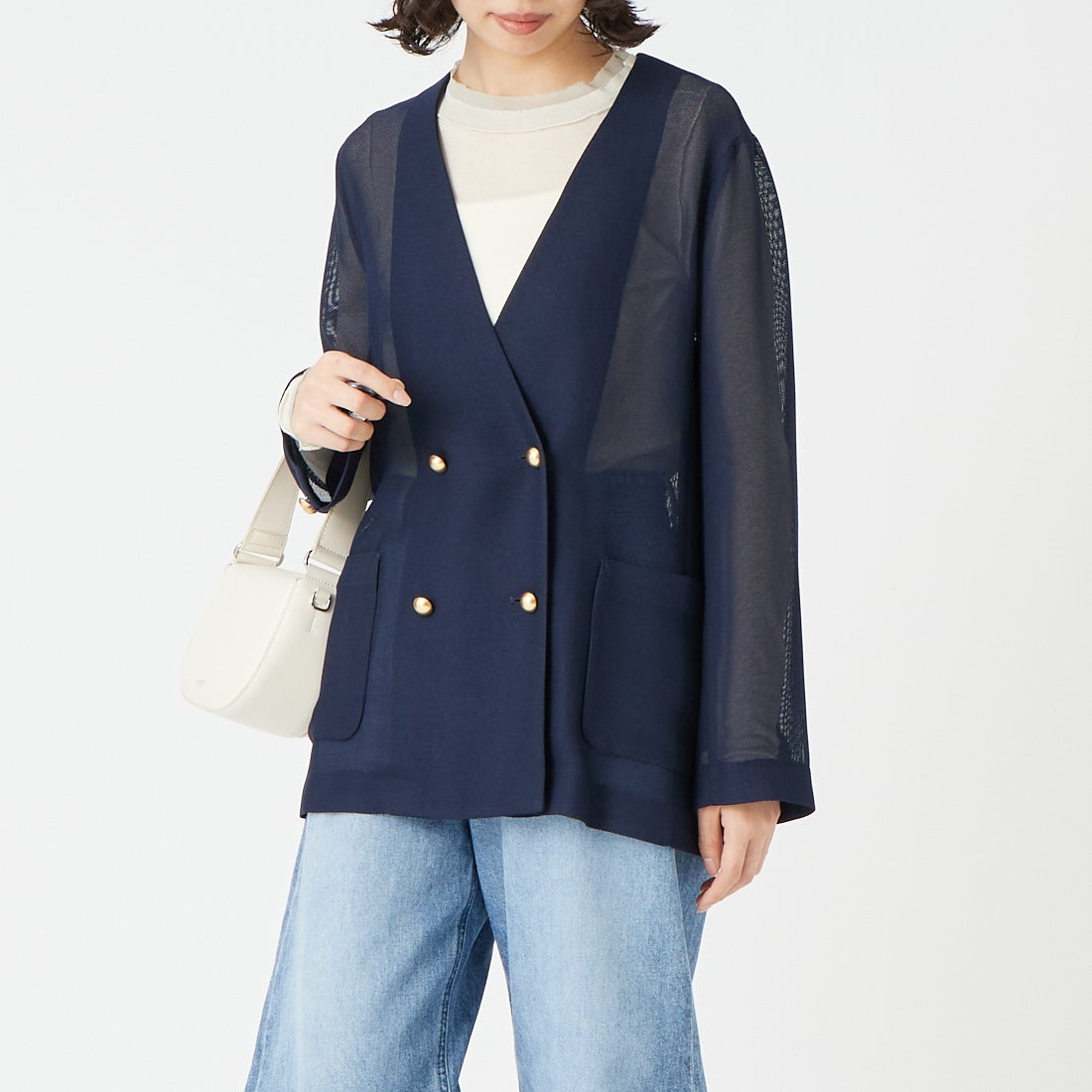 DIGNITE COLLIER [ディニテコリエ] メッシュノーカラージャケット [80267201] 076 ﾈｲﾋﾞｰ