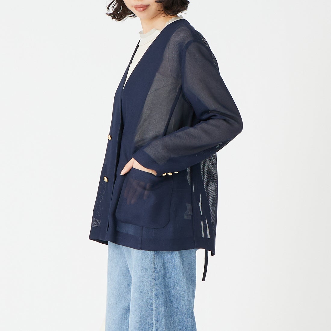 DIGNITE COLLIER [ディニテコリエ] メッシュノーカラージャケット [80267201] 076 ﾈｲﾋﾞｰ