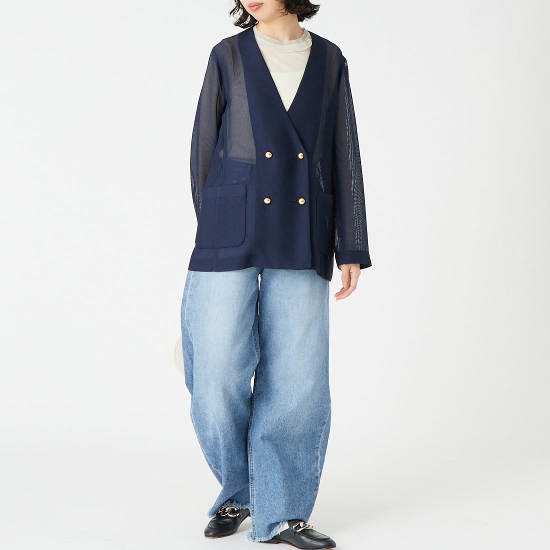 DIGNITE COLLIER [ディニテコリエ] メッシュノーカラージャケット [80267201] 076 ﾈｲﾋﾞｰ