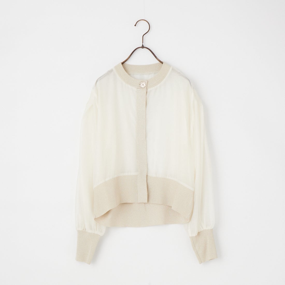 DIGNITE COLLIER [ディニテコリエ] シアー切替カーディガン [80267113] 031 ｵﾌﾎﾜｲﾄ