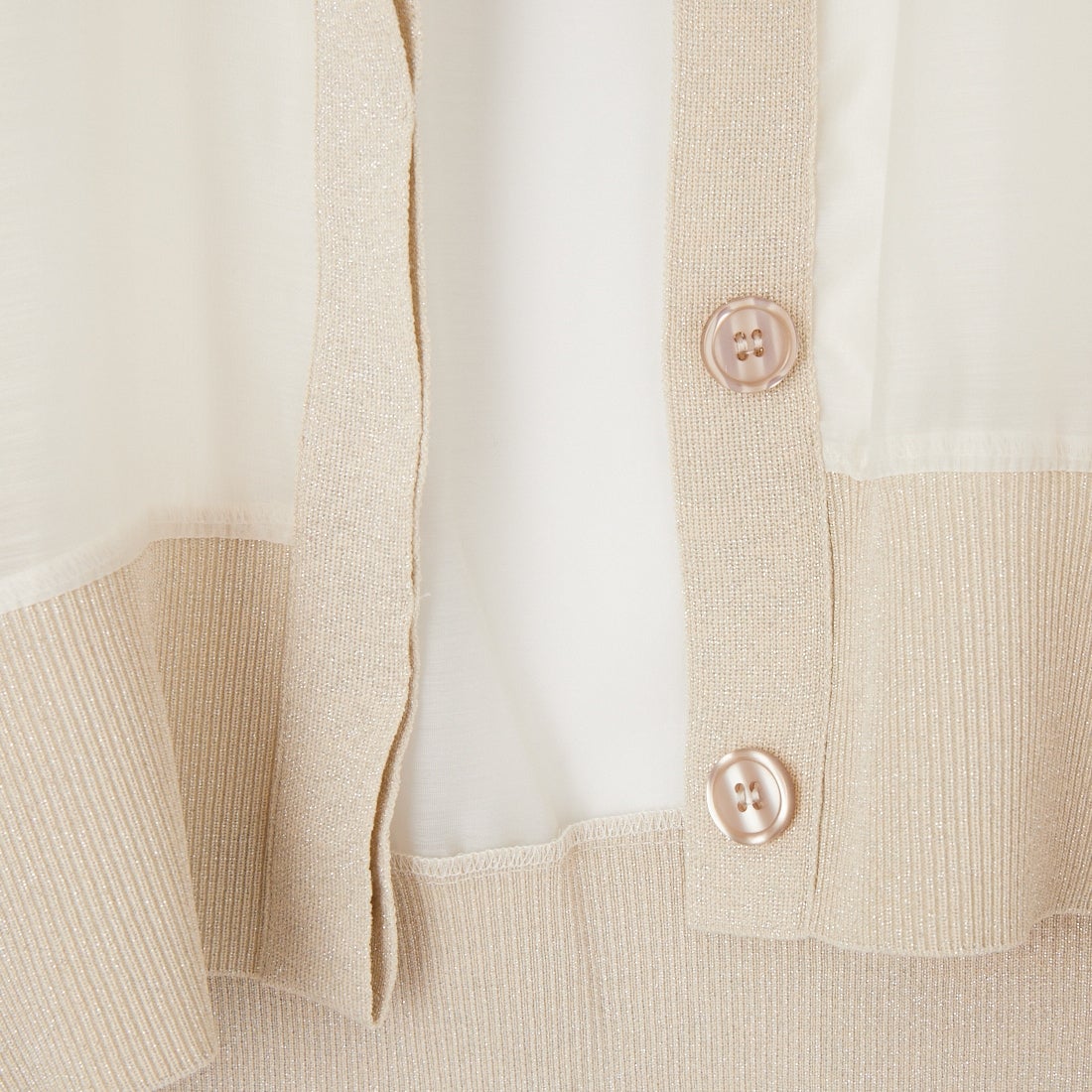 DIGNITE COLLIER [ディニテコリエ] シアー切替カーディガン [80267113] 031 ｵﾌﾎﾜｲﾄ