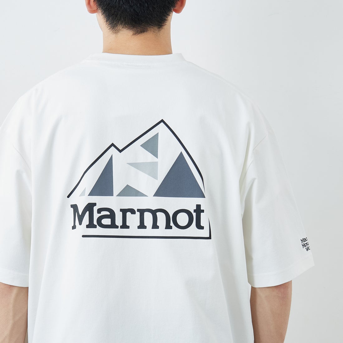 Marmot [マーモット] 別注 ドローコード付き マウンテンロゴ バックプリントTシャツ [MTSS26MST337IN-JF] WHITE