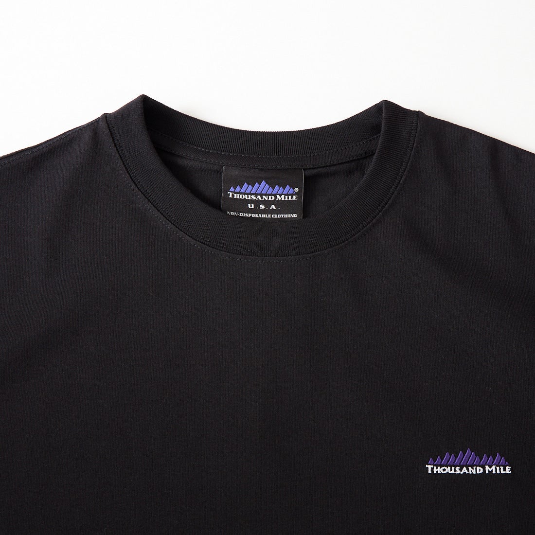 THOUSAND MILE [サウザンド マイル] ワンポイント刺繍ロゴ ショートスリーブTシャツ [TM261TC00120] 09 BLACK