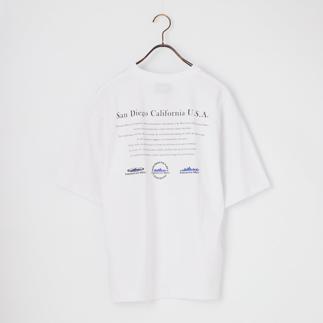 THOUSAND MILE [サウザンド マイル] ヒストリーロゴ バックプリント ショートスリーブTシャツ [TM261TC00480] 01 WHITE