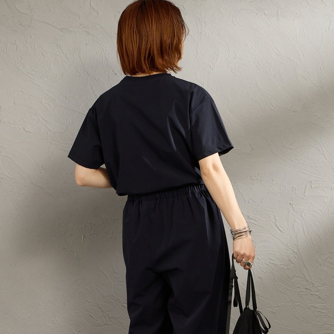THOUSAND MILE [サウザンド マイル] 別注 サマーバケーション ラップパンツセットアップ [TM261NP50782-JF] 79 NAVY &&モデル身長：158cm 着用サイズ：F&&