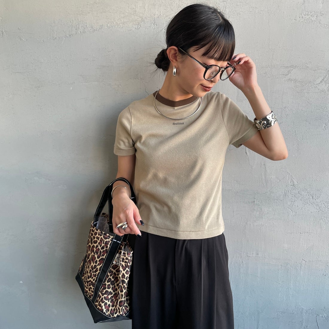 美品♡FRAMeWORK♡HOSE CLOTH スイングトップ　クリーニング済 Health knit [ヘルスニット] 別注 ミニロゴ コンパクトTシャツ [HR26S