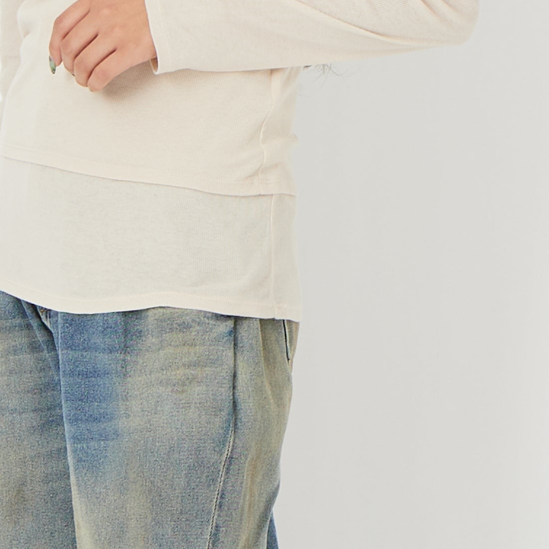 Health knit [ヘルスニット] キャミソール&ロングスリーブTシャツセット [HR26S-L304] 71 L.BEIGE &&モデル身長：162cm 着用サイズ：F&&