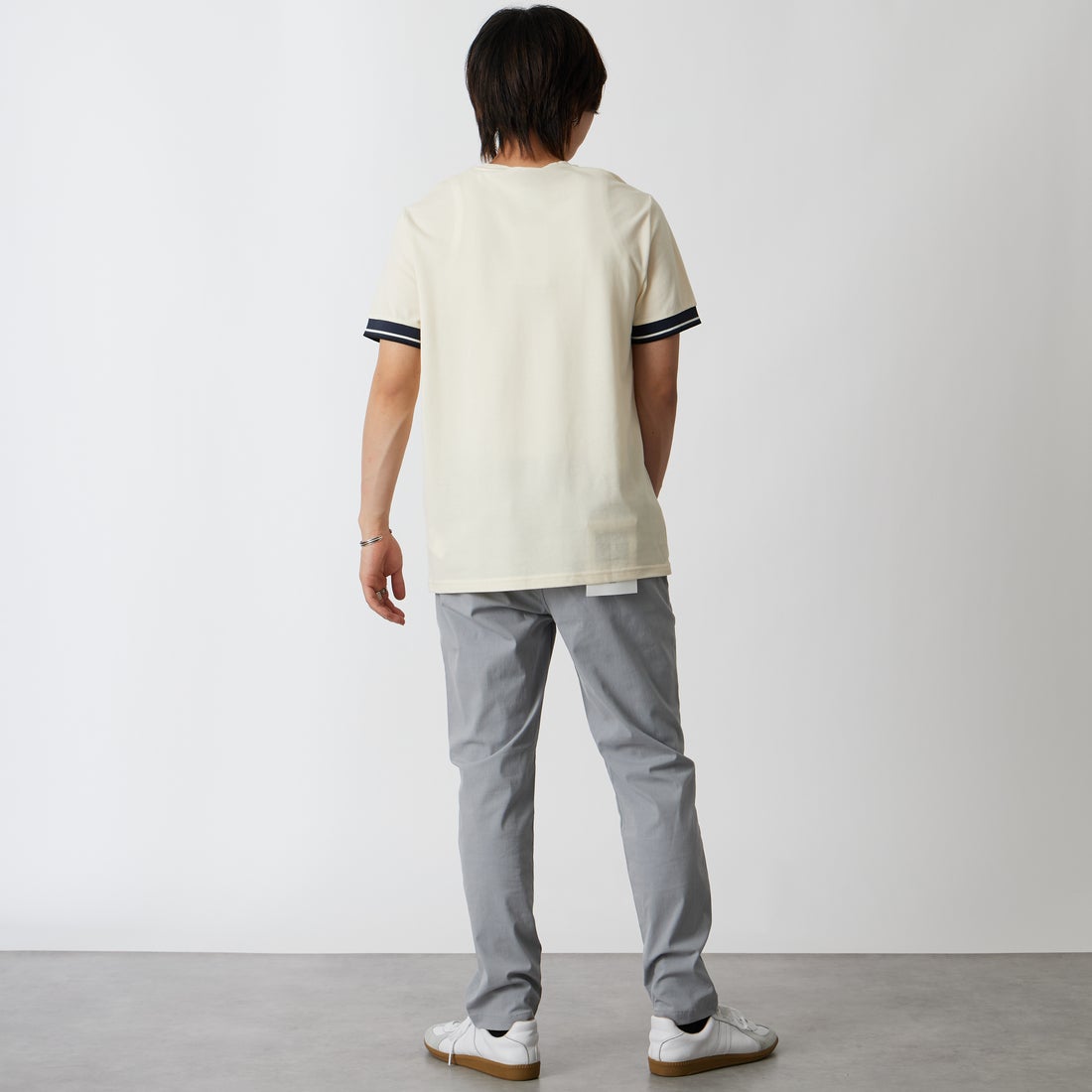 Jeans Factory Clothes [ジーンズファクトリークローズ] TC杢ストレッチ1Pイージートラウザー [JFC-262-013] 05 BLUE &&モデル身長：177cm 着用サイズ：L&&