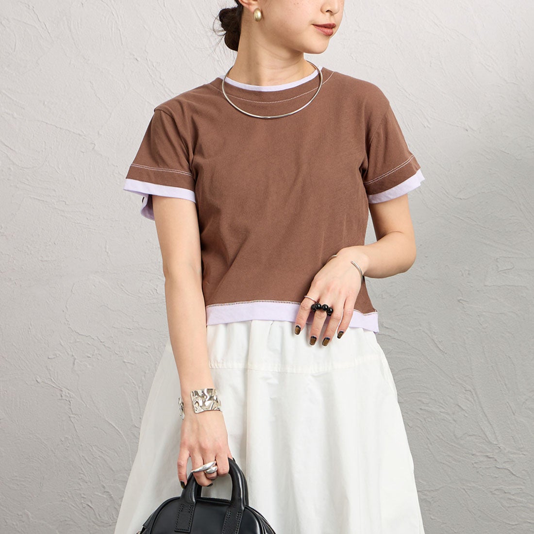 28 BRN/PPL&&モデル身長：150cm 着用サイズ：F&&