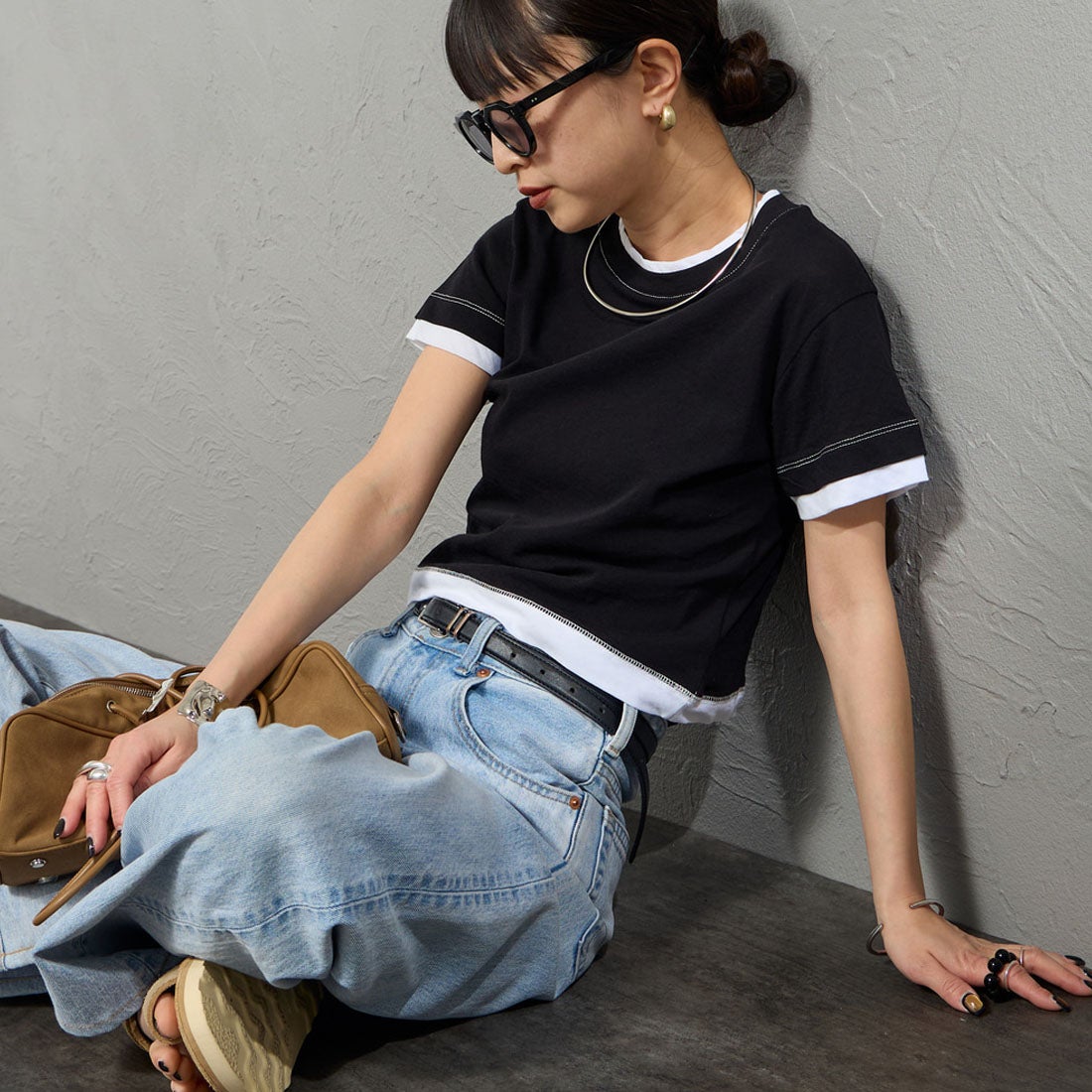 09 BLK/OFF&&モデル身長：150cm 着用サイズ：F&&