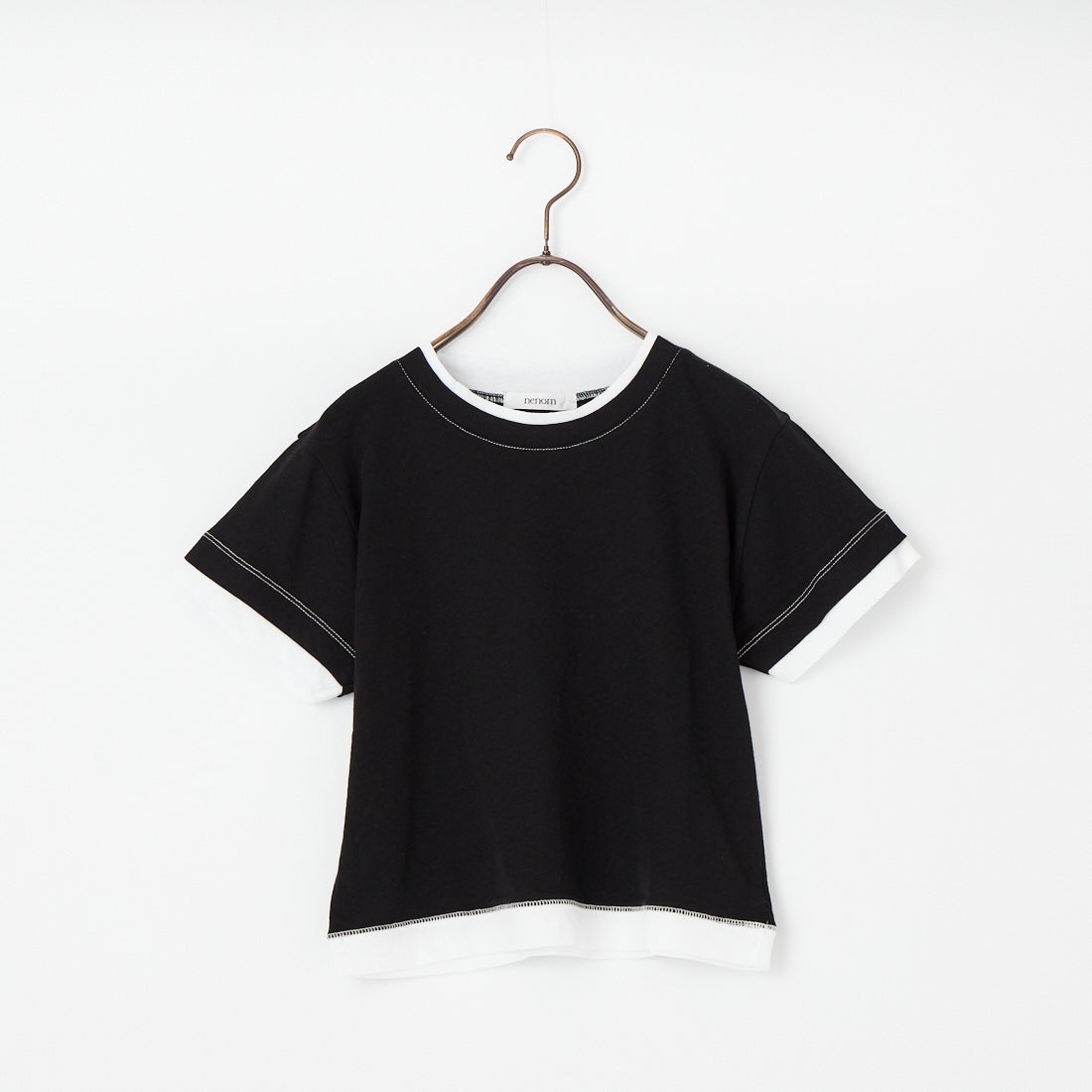 nenom [ネノム] 配色シア―コンパクトTシャツ [NE26322007] 09 BLK/OFF