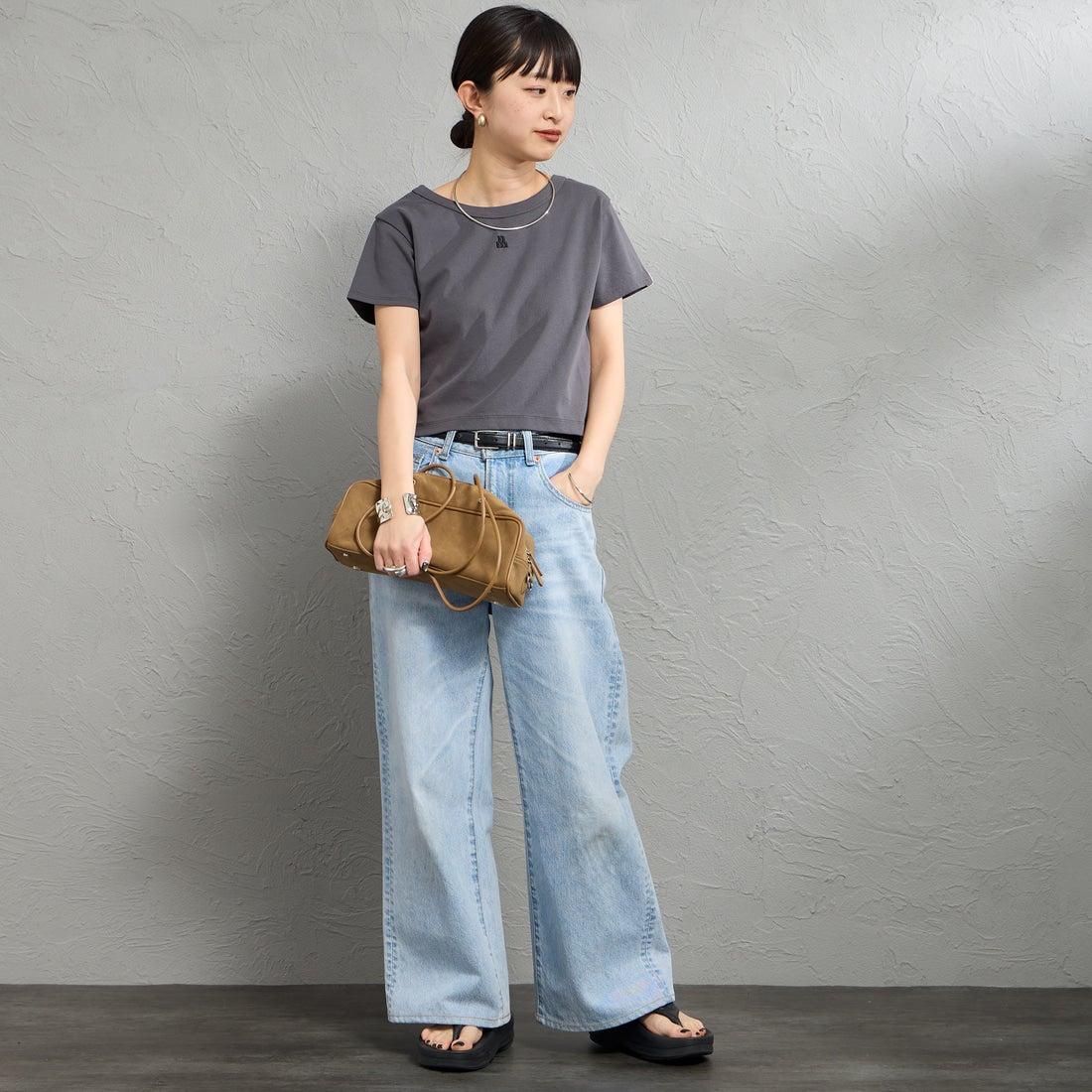 nenom [ネノム] ワンポイントロゴ刺繍 ミニTシャツ [NE26322002] 08 CHARCOA