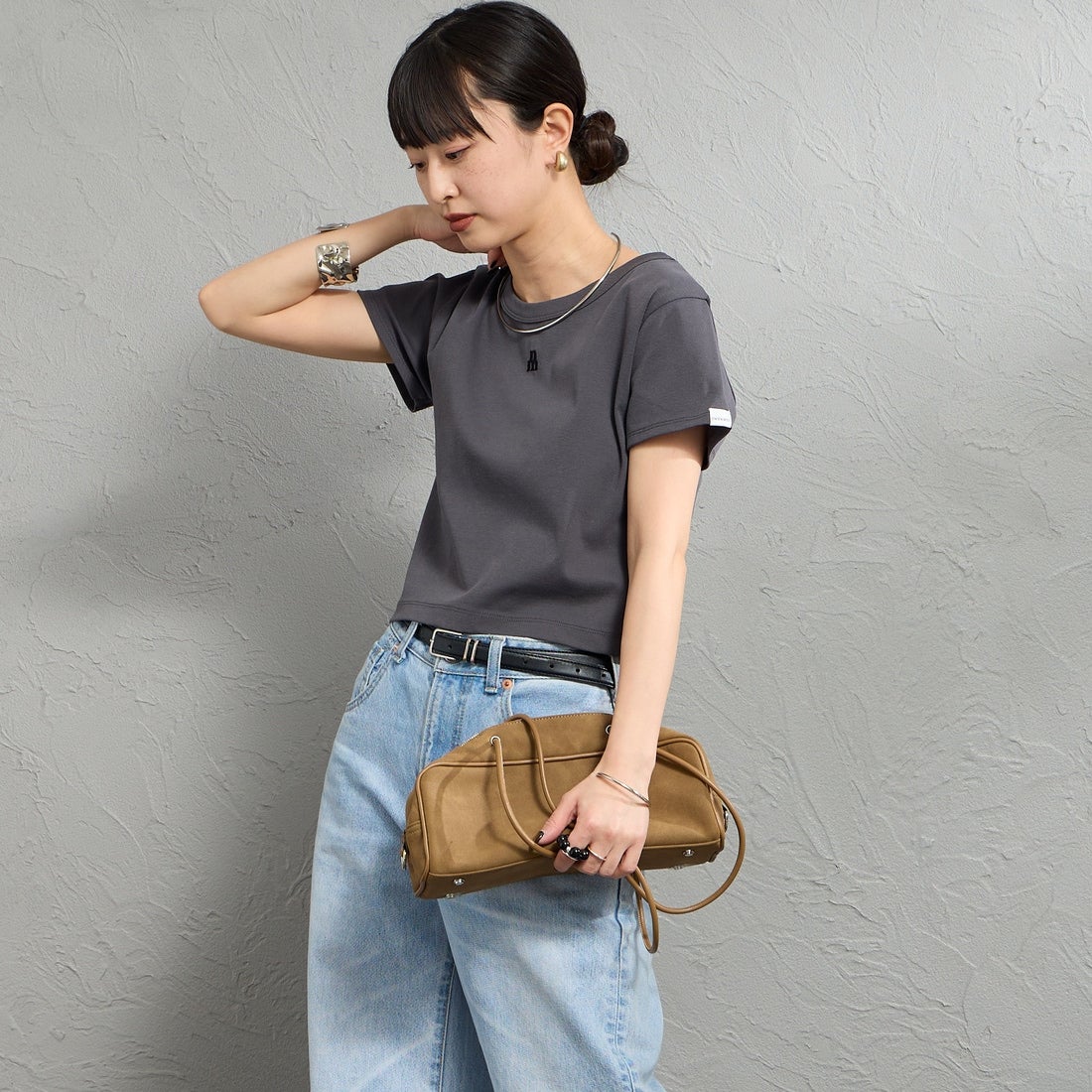 nenom [ネノム] ワンポイントロゴ刺繍 ミニTシャツ [NE26322002] 08 CHARCOA