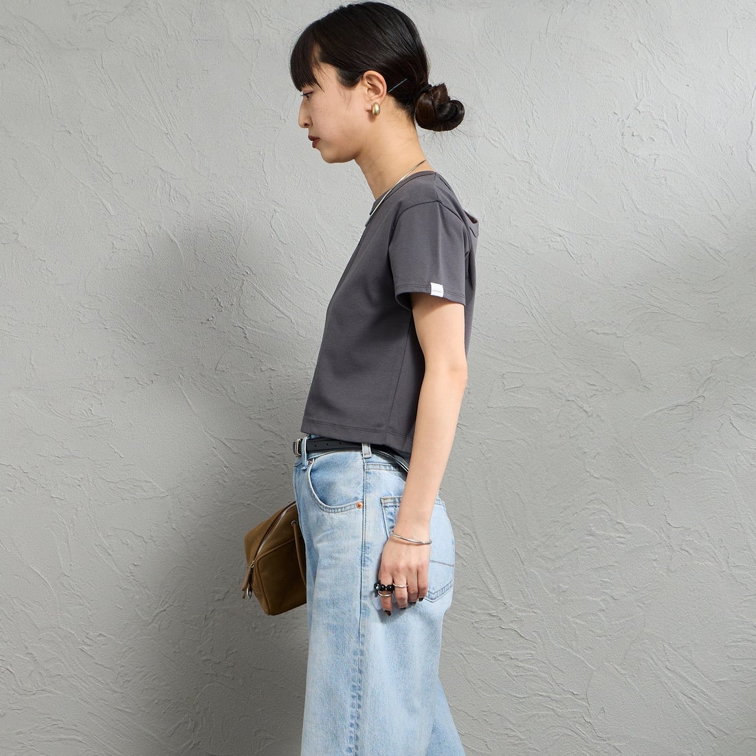 nenom [ネノム] ワンポイントロゴ刺繍 ミニTシャツ [NE26322002] 08 CHARCOA