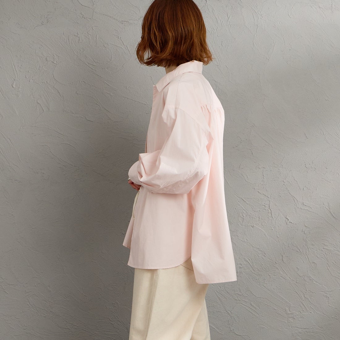 Gymphlex [ジムフレックス] コットンレギュラーカラー長袖チュニックシャツ [GY-B0365OGT] PINK &&モデル身長：158cm 着用サイズ：12&&