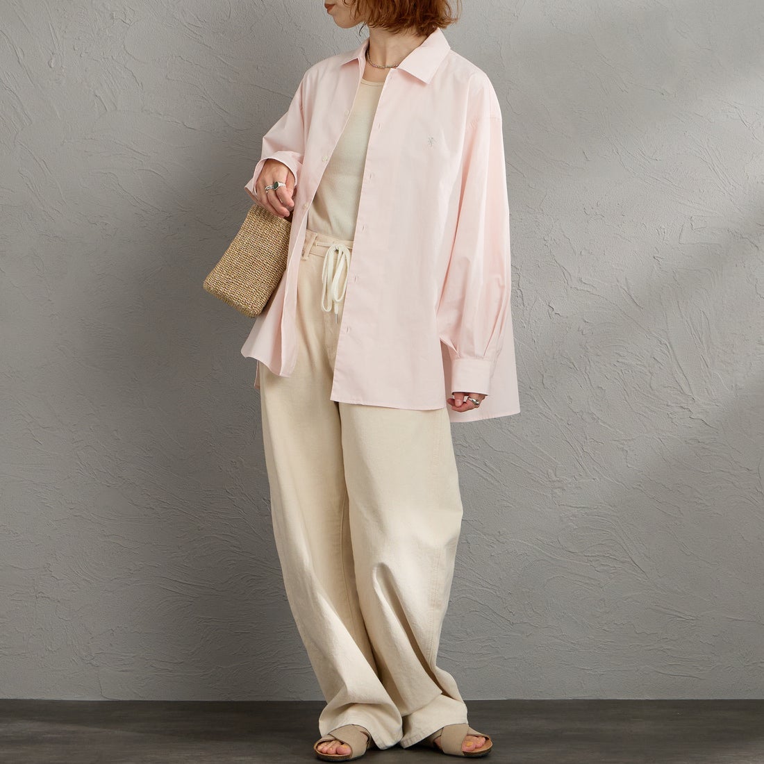 Gymphlex [ジムフレックス] コットンレギュラーカラー長袖チュニックシャツ [GY-B0365OGT] PINK &&モデル身長：158cm 着用サイズ：12&&
