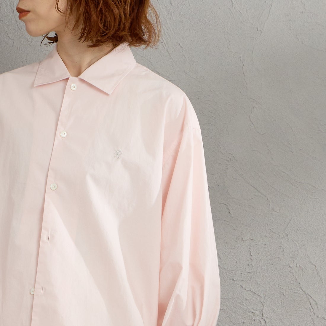 Gymphlex [ジムフレックス] コットンレギュラーカラー長袖チュニックシャツ [GY-B0365OGT] PINK &&モデル身長：158cm 着用サイズ：12&&